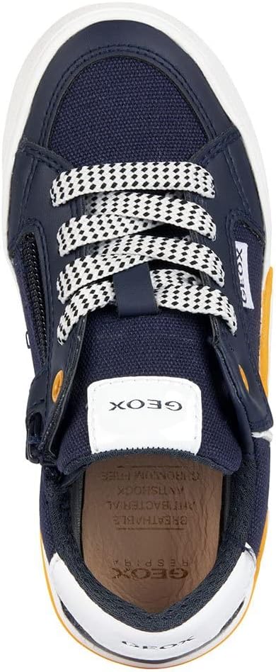 Geox Jungen J Alphabeet Boy Sneaker 33 EU Navy Yellow, 33 EU Navy Yellow