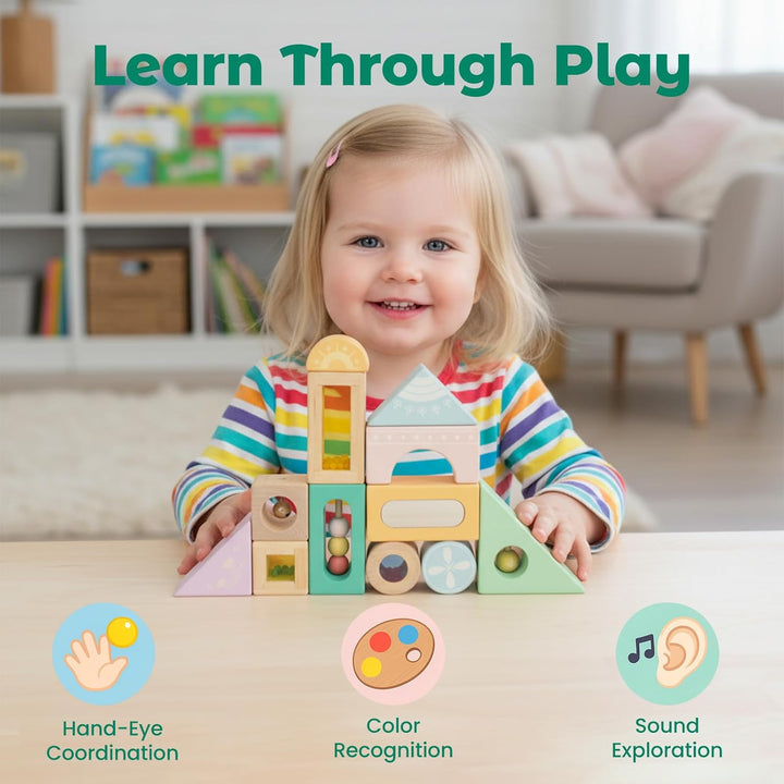 12 Stück Regenbogen Sound Komponenten Kinder Baby Stimme Block Spielzeug Set Bunte Bausteine Klangba