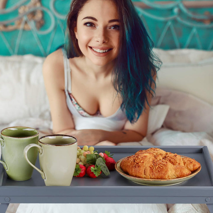 Relaxdays Betttablett Bambus, klappbare Beine, erhöhter Rand, Frühstückstablett fürs Bett, HBT: 4 x