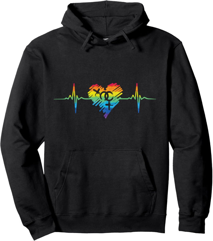 LGBTQ Regenbogen Herzschlag Weiblich Gay Pride Gleichheit Pullover Hoodie