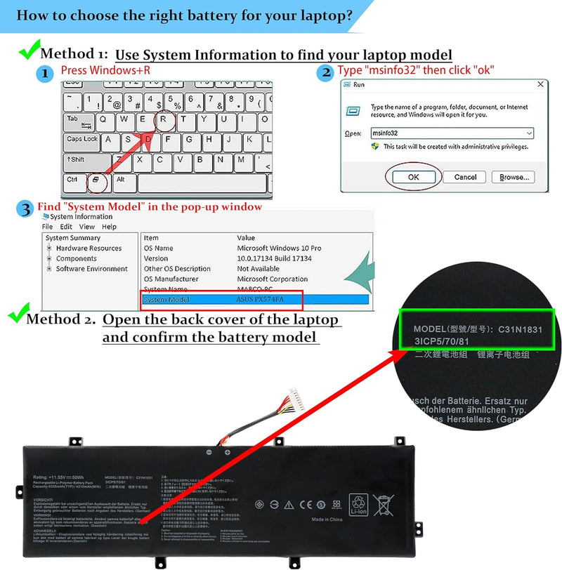 BLESYS C31N1831 Akku für ASUS ASUSPRO P3540FA P3548FA P574FA PX574FA PE574FA Asus Pro 3548FA 574FA P