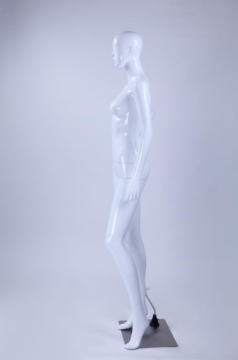 weibliche Schaufensterpuppe LF3-B abstrakte Weiss in Glanz Nase und Mund geformt (Frau LF3-B weiss g
