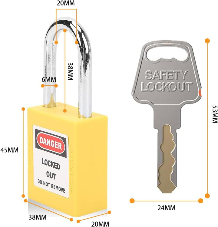 5 Stück Vorhängeschloss Gleichschliessend Set, Lockout Tagout Schlösser, 38mm Loto Sicherheitsvorhän