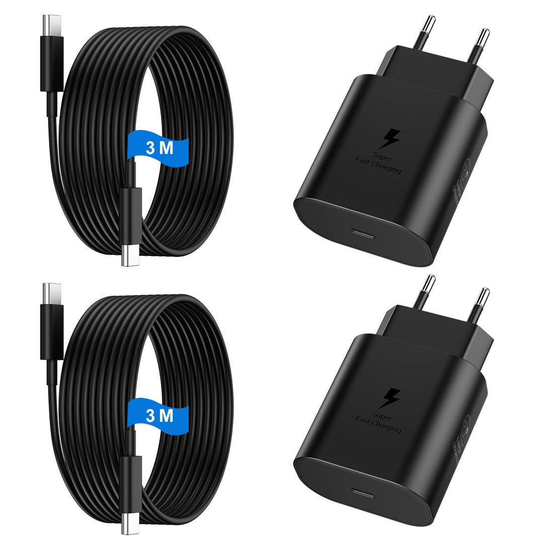 USB C Ladegerät 2er-Pack 25W Schnellladegerät Netzteil Ladekabel Type C Schnellladekabel Handy Steck