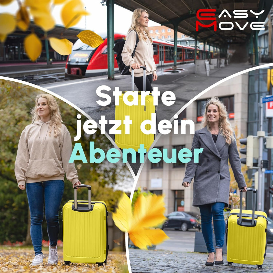 ABS Hartschalenkoffer - Ergonomisch & Sicher - Mittelgrosser Trolley Koffer mit 360° Rädern, Zahlen-