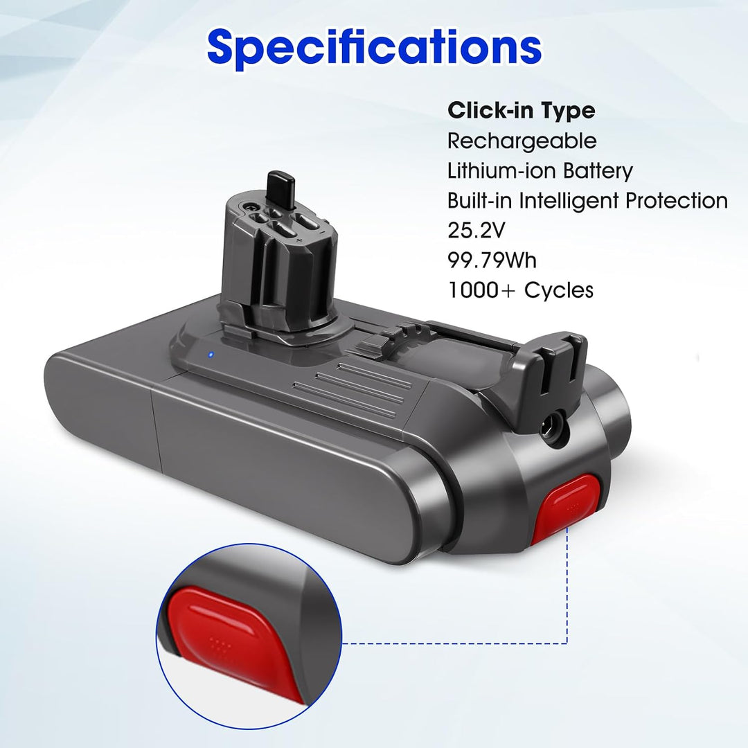 V11 Akku Ersatz – 25,2V 99,79WH Click-in Typ für Dyson V15, V11, SV15, SV16, 970425-01 (Nicht für Sc