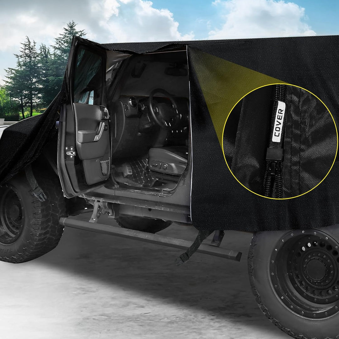 X AUTOHAUX Car Cover Cabin Cover Aussen wasserdichter Schutz 420D Oxford Black 4 Tür, 4 Tür