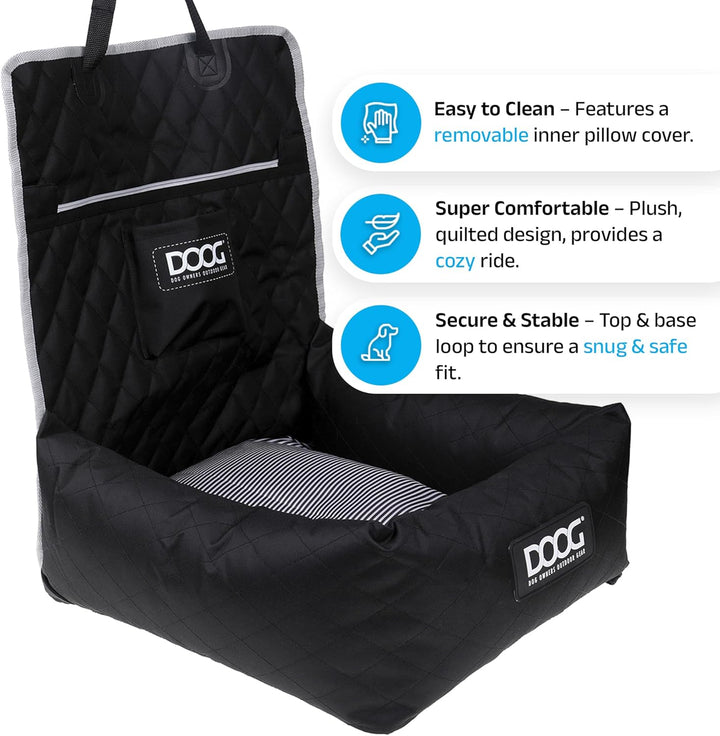 DOOG Hundeautositz für kleine bis mittelgrosse Hunde (zu 13,6 kg) | Bequemer und sicherer Reise-Boos