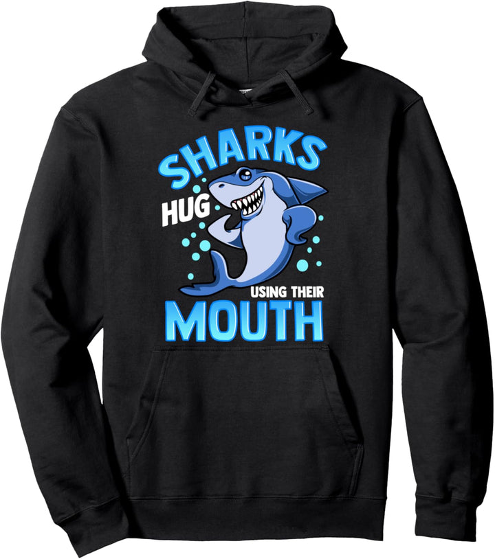 Cute & Funny Sharks Hug Using Their Mouth Pullover Hoodie