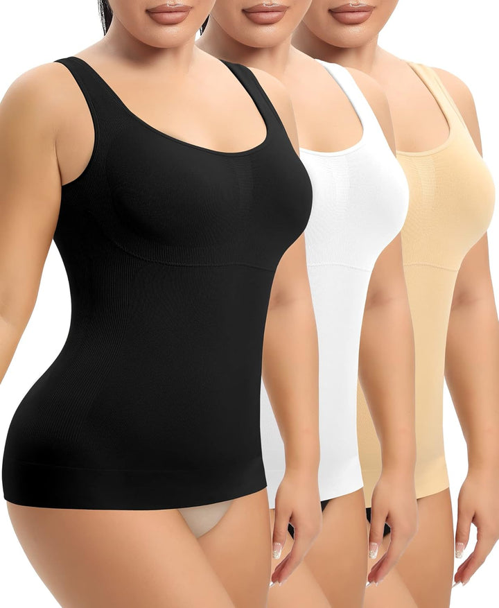 YARRCO Damen Shape Unterhemd Bauchweg Hemdchen Shapewear Trägertop Shaping BH Hemd Formendes Top Bod
