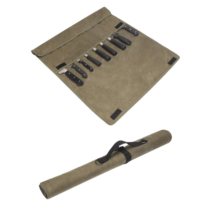 Aufbewahrungstasche für Küchenmesser, gewachstes Canvas, Utensil für Messer, Tasche zum Einrollen fü