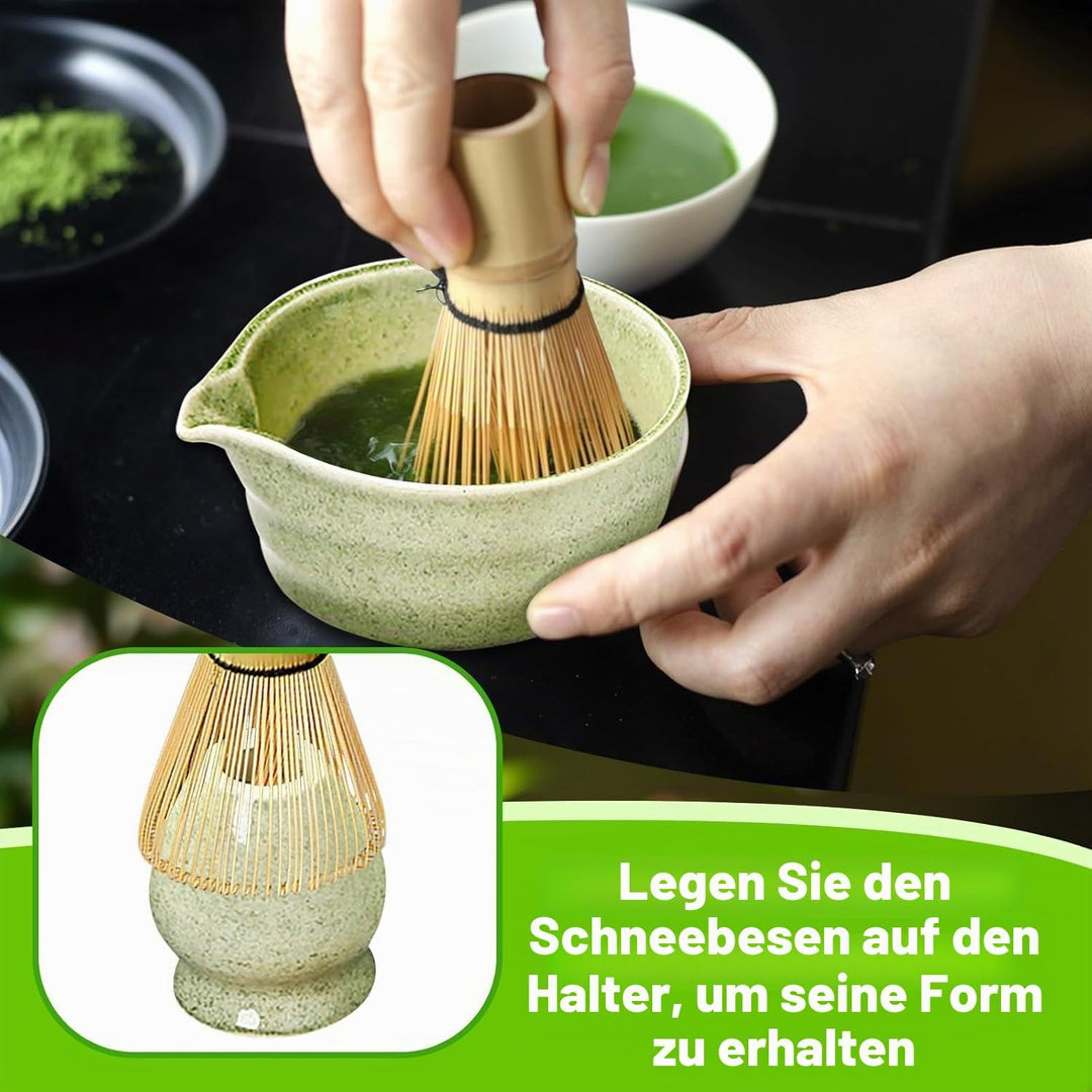 6 Stück Matcha Set, Matcha Tee Set, Matcha Besen Set, Matcha Schale, Matcha Besen mit Ausgiesser Mat