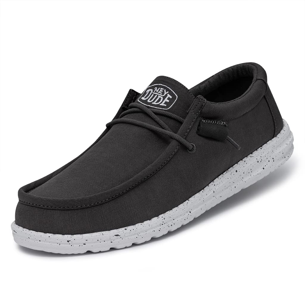 Hey Dude Herren Wally Slub Canvas Moc Toe Shoes 40 EU Dunkelgrau, 40 EU Dunkelgrau