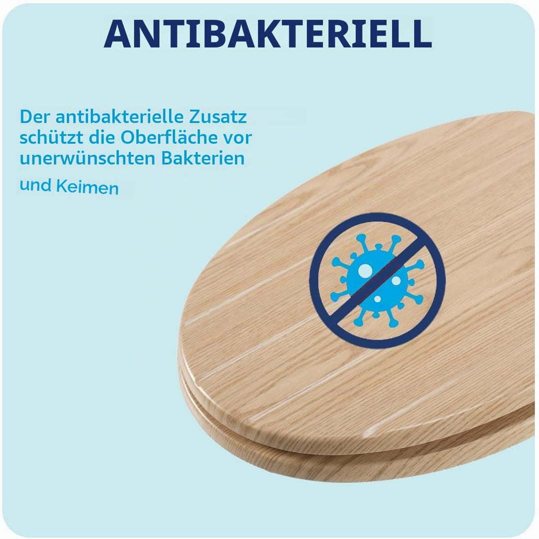 Croydex WL602176H Flexi-Fix Geneva Always Fits Never Slips antibakterieller WC-Sitz, Holz, Feder und