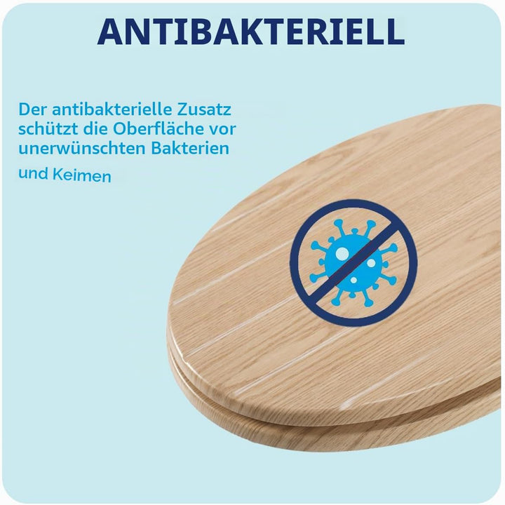 Croydex WL602176H Flexi-Fix Geneva Always Fits Never Slips antibakterieller WC-Sitz, Holz, Feder und
