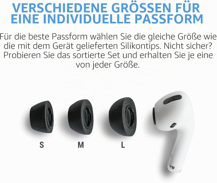 Comply Premium Schaumstoff-Ohrpassstücke, kompatibel mit AirPods Pro, Version 2.0, grosse Grösse, 3