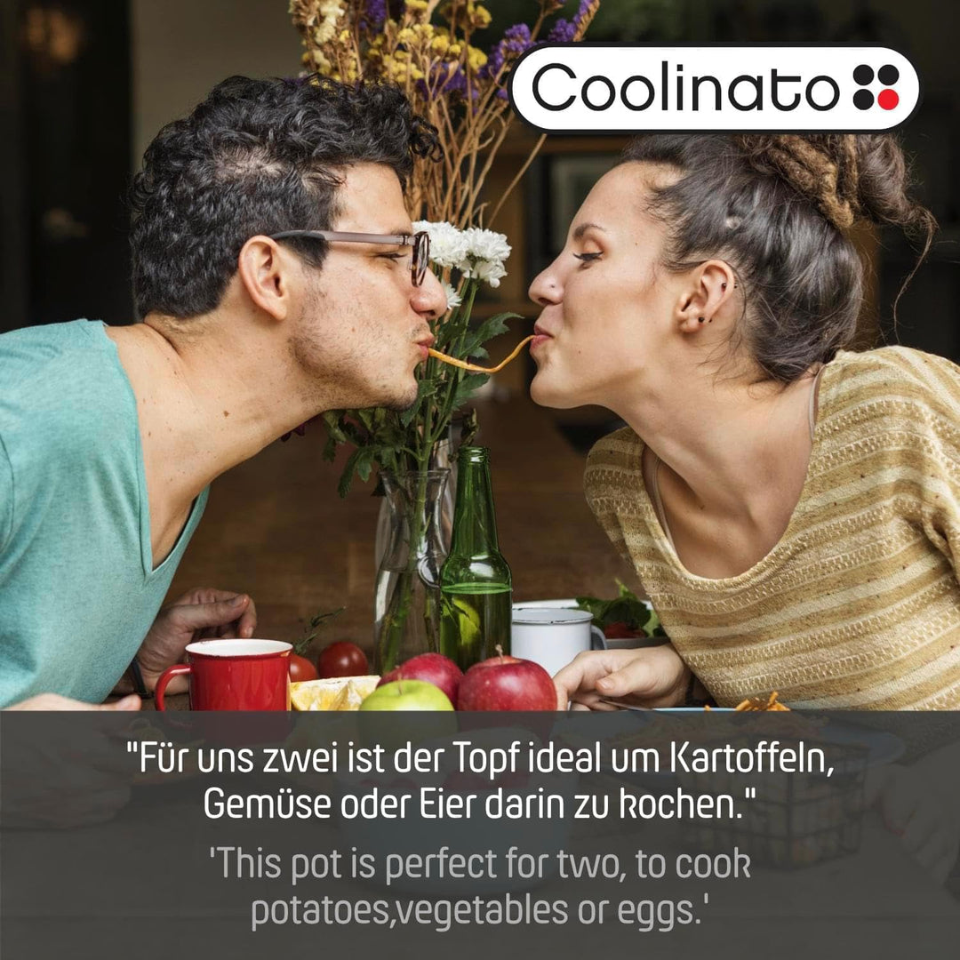 Coolinato - Milchtopf mit Ausgiesser und Glasdeckel I 16 cm, 2,4 Liter I Edelstahl Universaltopf für