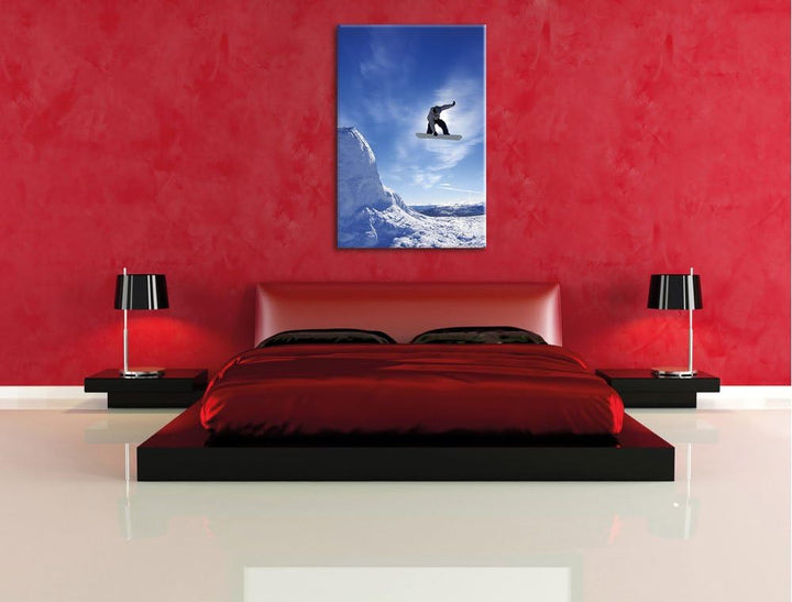 Pixxprint Snowborder als Leinwandbild/Grösse: 120x80 / Wandbild/Kunstdruck/fertig bespannt 80x120, 8