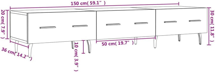 Tidyard TV-Schrank TV-Ständer TV-Möbel Mit 3 Schubladen Medienschrank 150 x 36 x 30 cm (B x T x H) F