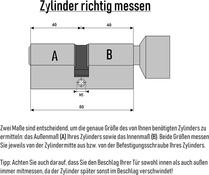 2x Knaufzylinder KSN 80 mm 40/40 gleichschliessend inkl. 10