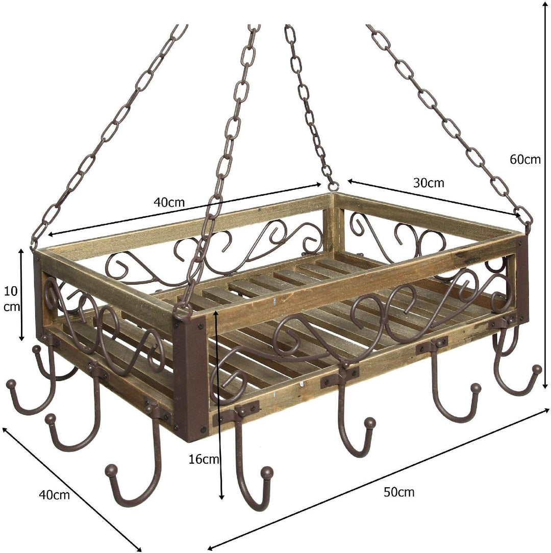 Ambiente Haus Topfhänger 83043 Pfannenhänger 40 cm Deckenregal Hängeregal Hänger Wurstkrone, Schmied