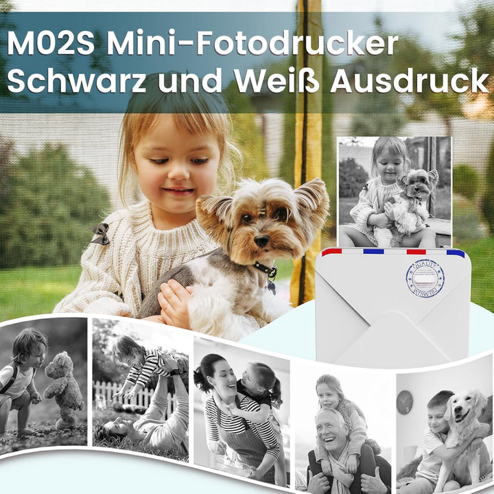 Omezizy Mini Drucker für Smartphone, M02S Mini Sticker Drucker, Bluetooth Thermodrucker, Mini Fotodr