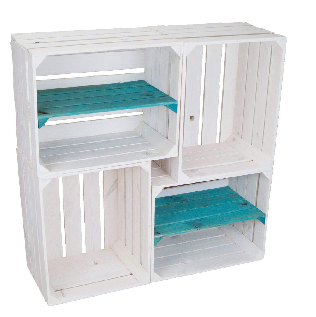 4er set massive Obstkiste Apfelkiste Weinkiste aus dem Alten Land +++ 50 x 40 x 30 cm (NEU WEISS 2 x