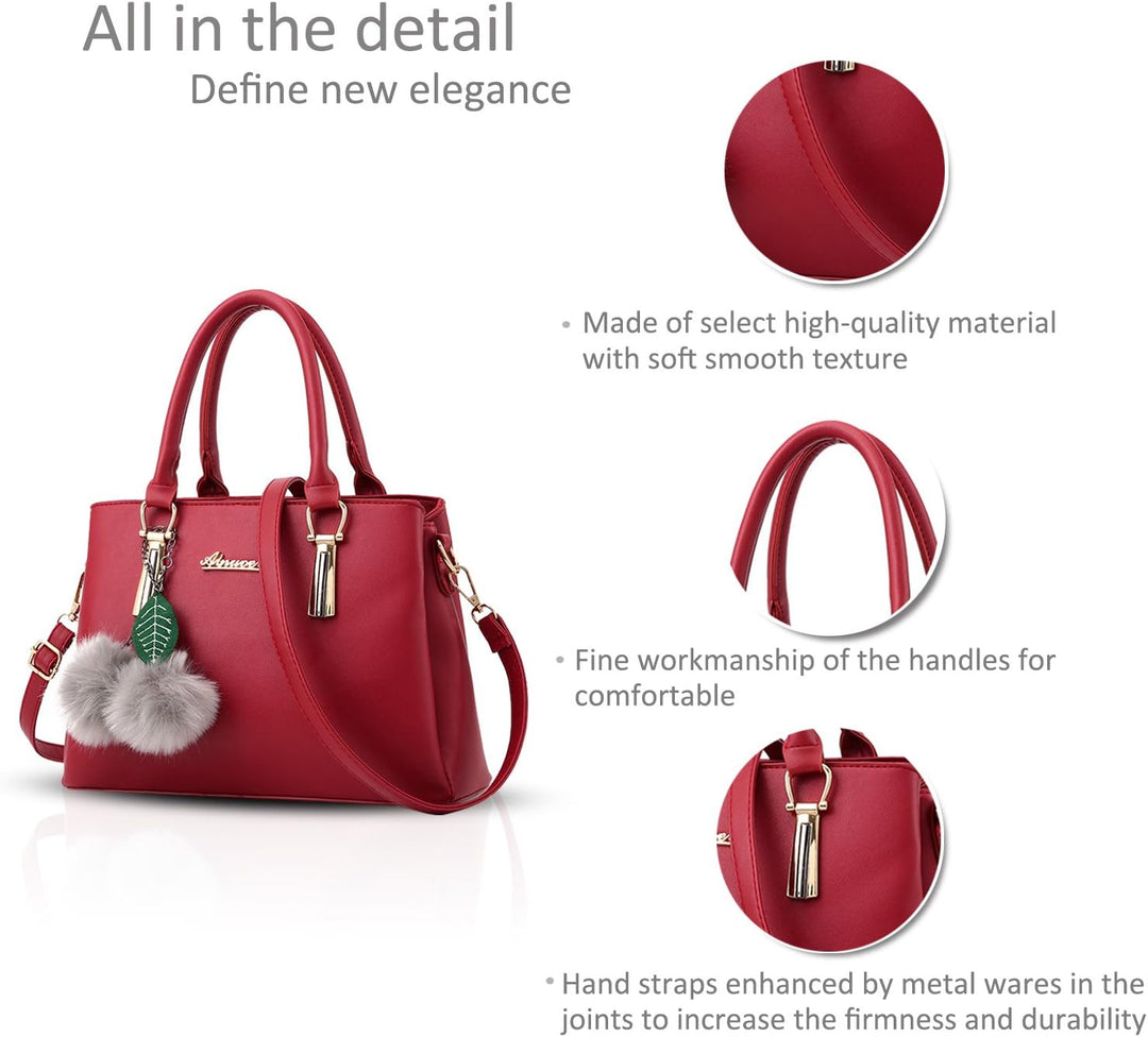 Nicole&Doris Neue PU-Leder beiläufige Art und Weise Handtasche Schultertasche Messenger Bag Rot, Rot