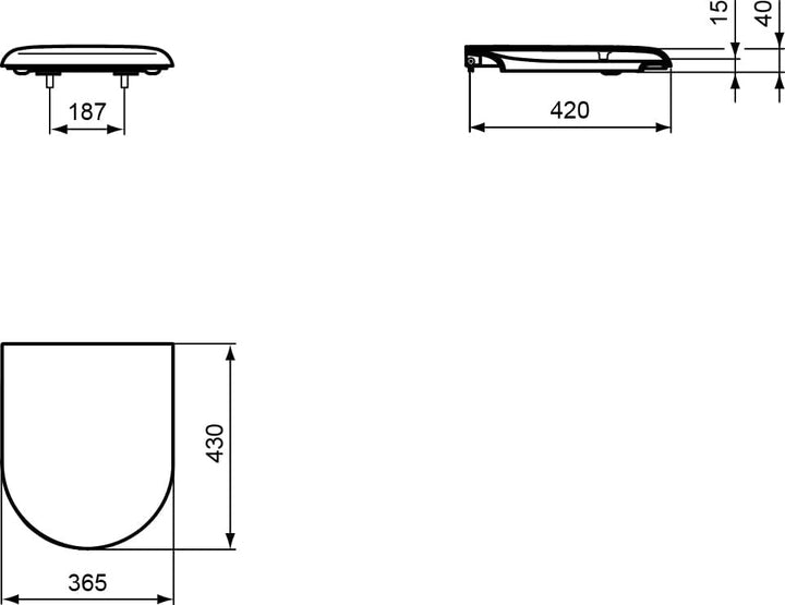 Ideal Standard T318101 Copriwater Originale Slim dedicato Serie Esedra New, Chiusura rallentata, Bia