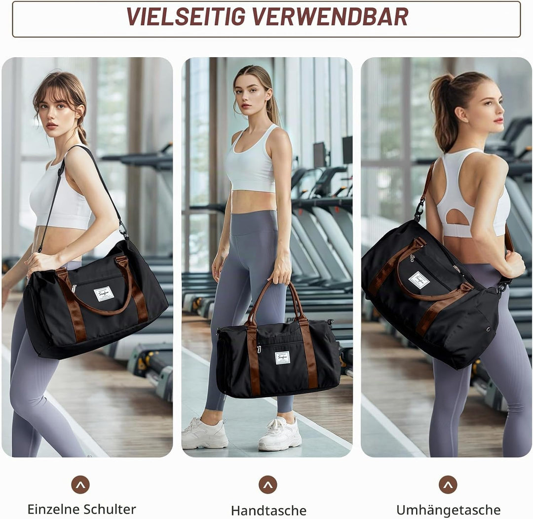 HYC00 Sport Duffel Bag Damen Handgepäck Sporttasche für Damen und Herren mit Nassfach &amp; Schuhfach, R
