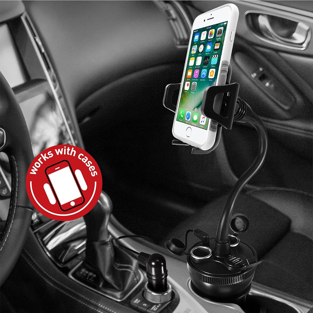Macally MCUPPOWER Autohalterung mit 21 W Ladegrät für iPhone, Samsung & andere Smartphones Getränkeh
