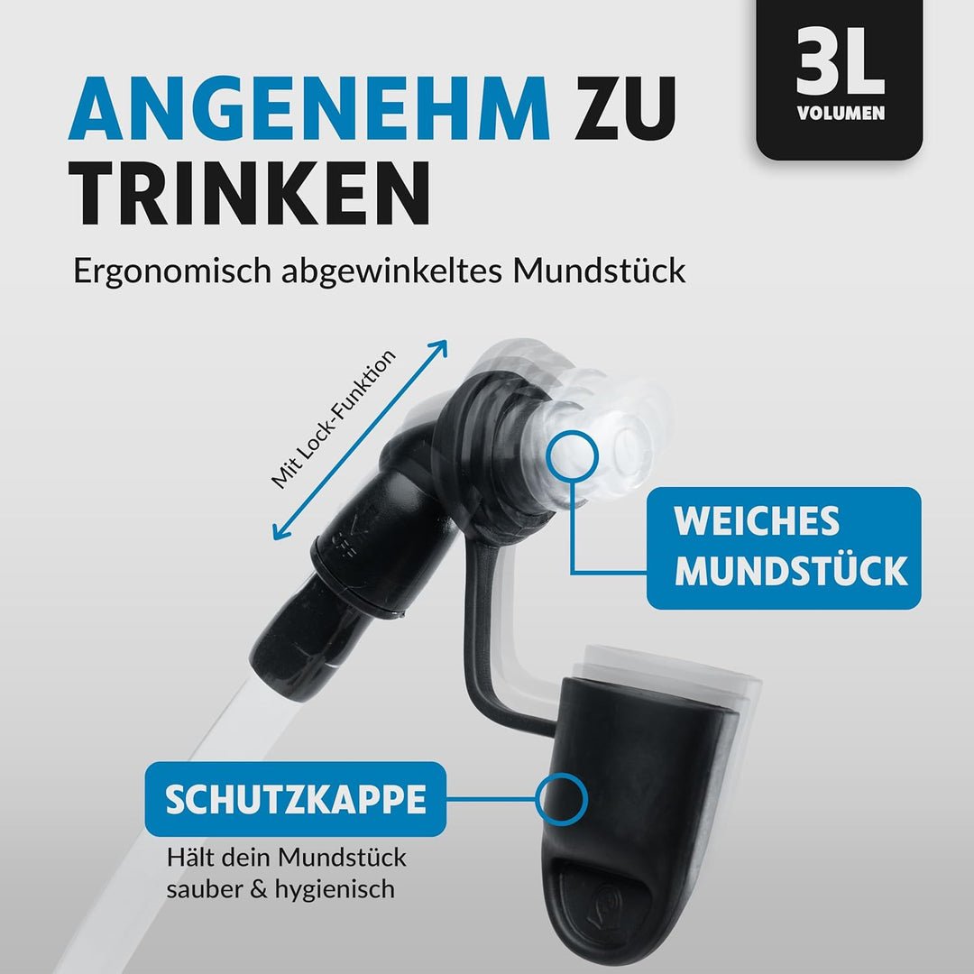 Terra Peak® Premium Trinkblase 2L oder 3L INKL. 2 x Schlauch & 1 x Reinigungsbürste für Rucksack, Wa