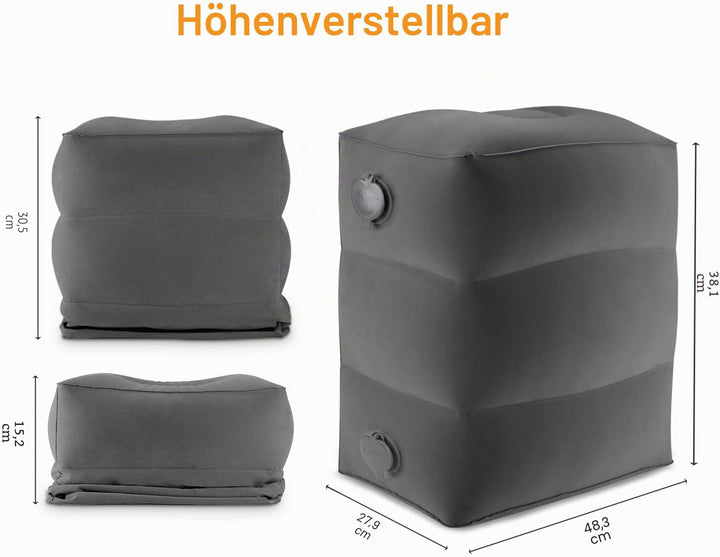 Maliton Fussstütze Flugzeug，Aufblasbare Fussstütze Kissen für Reisen Auto &amp; Zuhause &amp; Büro, Höhenver