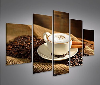 islandburner Bild Bilder auf Leinwand Cappuccino Kaffee Kaffebohnen Gemütlich MF XXL Poster Leinwand