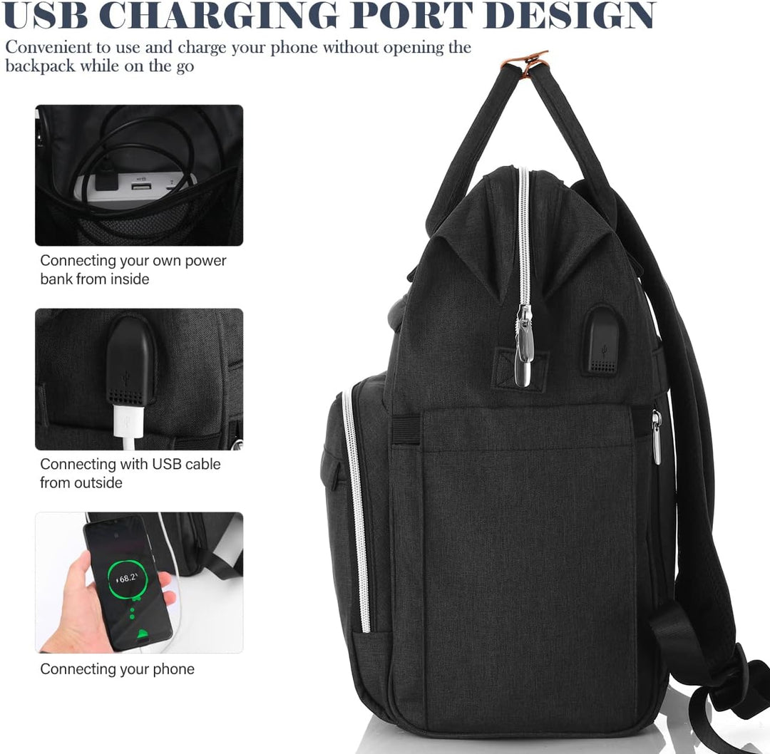 Rucksack Damen, Rucksack Schule mit 15.6 Zoll Laptopfach &amp; USB-Ladeanschluss,Schulrucksack Mädchen T