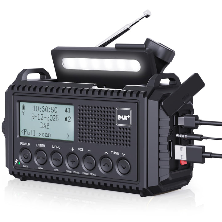 DAB/DAB+/UKW Digitalradio mit Eingebaute 5000mAh Akku Solar Radio Notfallradio mit USB Handyladefunk
