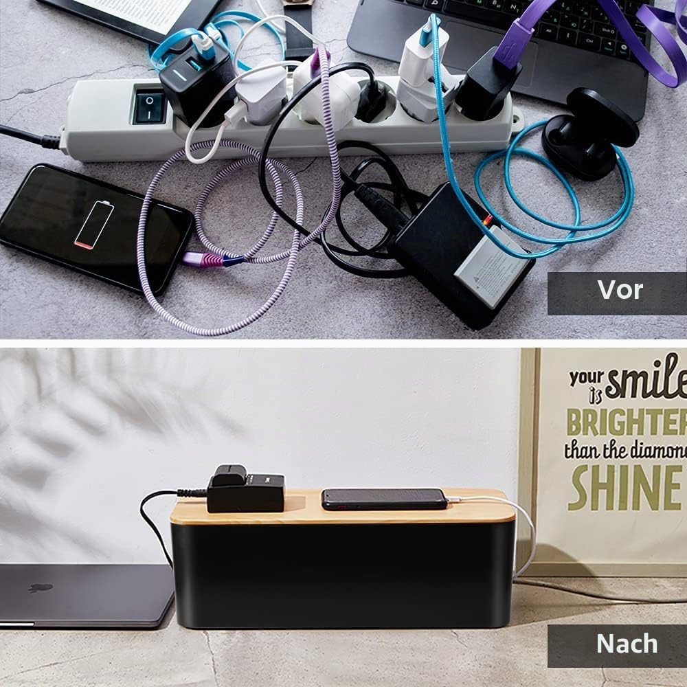 3 Stück Kabelbox, Kabelmanagement Box zum Verstecken und verbergen Sie Steckdosenleisten und Kabel,