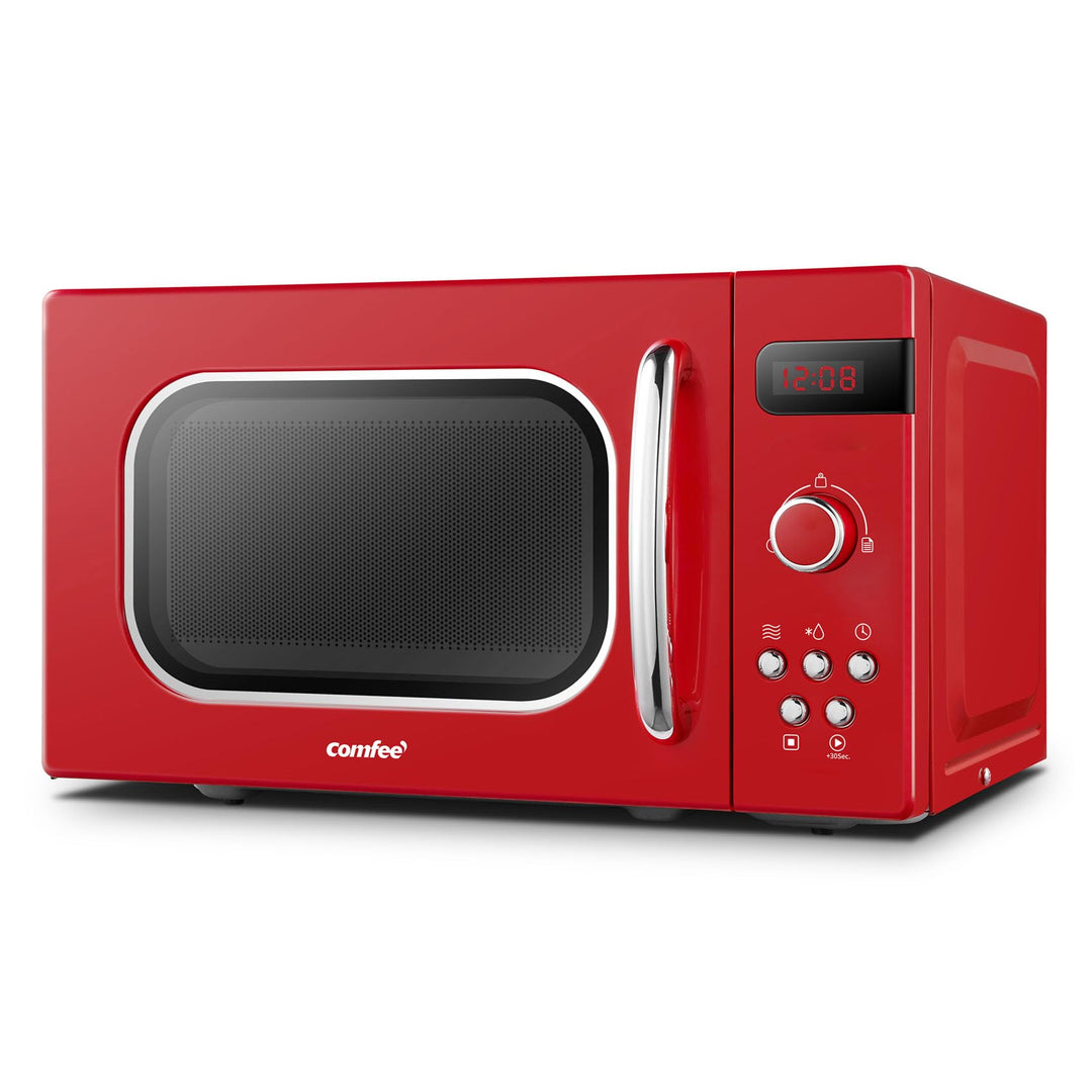 Comfee CMSRO 20 di rd Retro-Mikrowelle mit 8 Automatikmenüs, 5 Leistungsstufen, Schnellkochtaste, 20