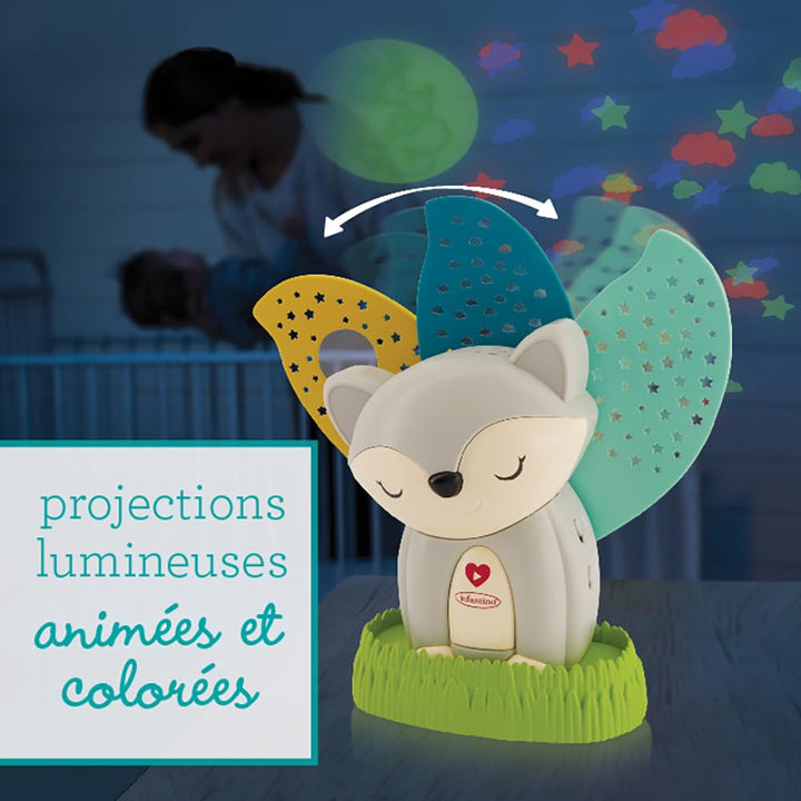 Infantino 2-in-1 Musikalischer Beruhiger & Nachtlicht-Projektor, Animierte, bunte Projektionen, Beru