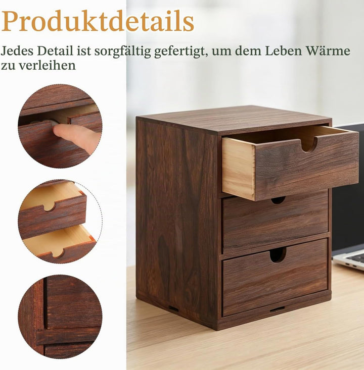 STOBAZA Holzschubladenbox Braun Mehrschichtige Holz-aufbewahrungsbox Mit Sortierbox Für Diverse Arti