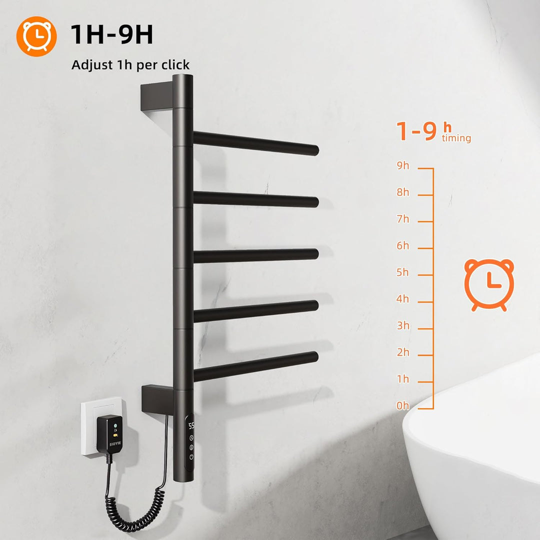 Badheizkörper Elektrisch, 415x680mm, 85W, 180° Drehung Handtuchheizkörper Elektrisch, Schwarz Handtu