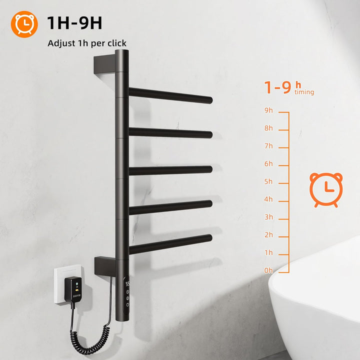 Badheizkörper Elektrisch, 415x680mm, 85W, 180° Drehung Handtuchheizkörper Elektrisch, Schwarz Handtu