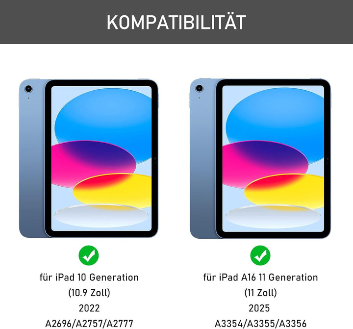 Hülle mit Tastatur für Ipad A16 11 Generation 2025/10 Generation 2022 (10,9/11 Zoll) - QWERTZ Layout