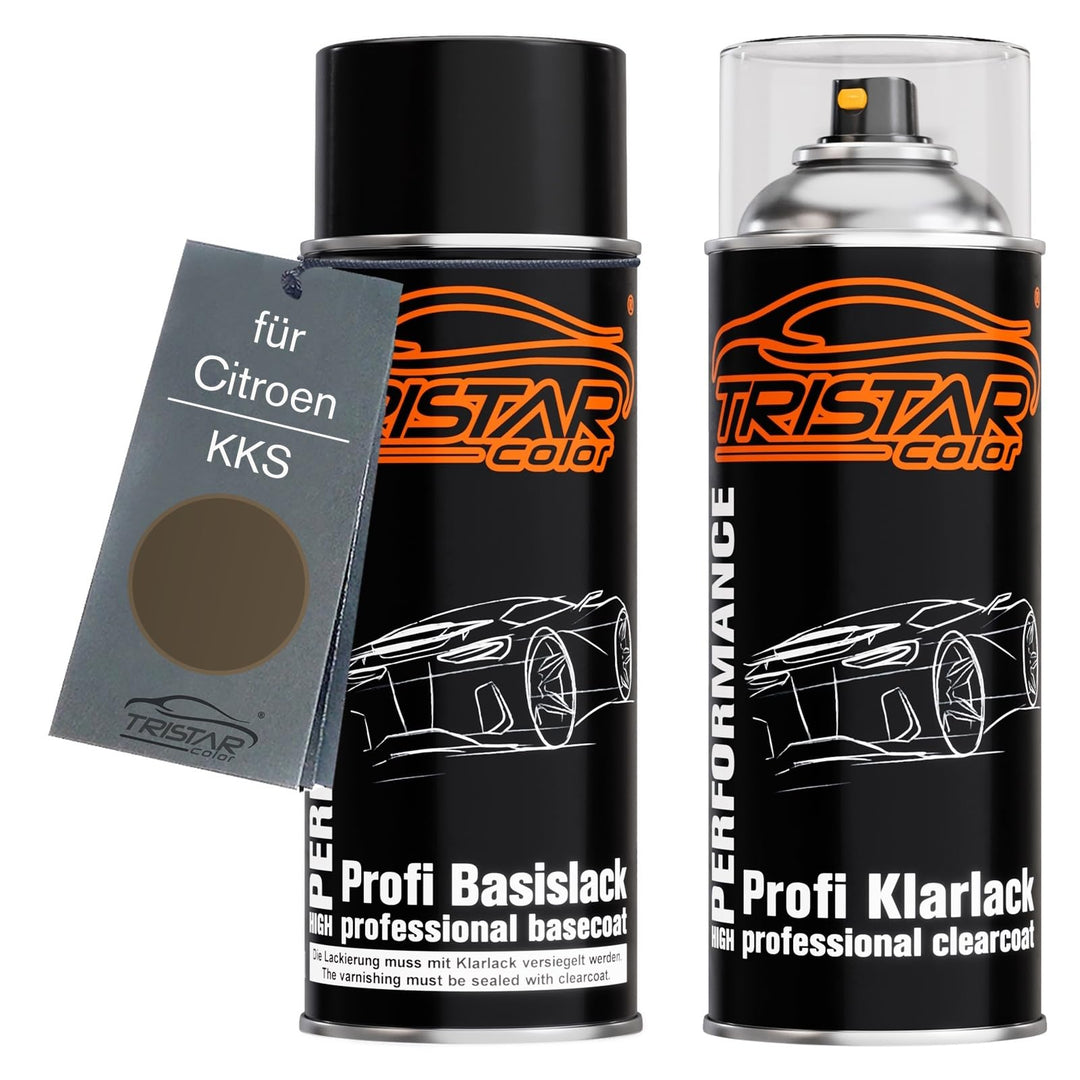 TRISTARcolor Autolack Spraydosen Set für Citroen KKS Moka Metallic Basislack Klarlack Sprühdose 400m