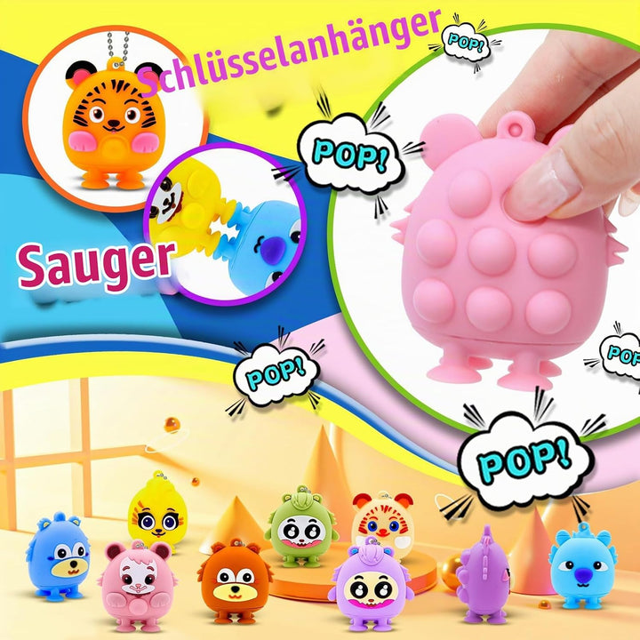 12 Pcs Toy Pop Party Favors for Kids, 3D Animal Pop Balls Its Fidget Toys, Birthday Gifts for Boys G