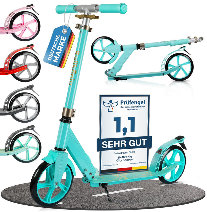 Rollkönig ® Scooter für Kinder ab 5 Jahren I Der Faltbare City-Scooter mit grossen Rädern I Tret-Rol