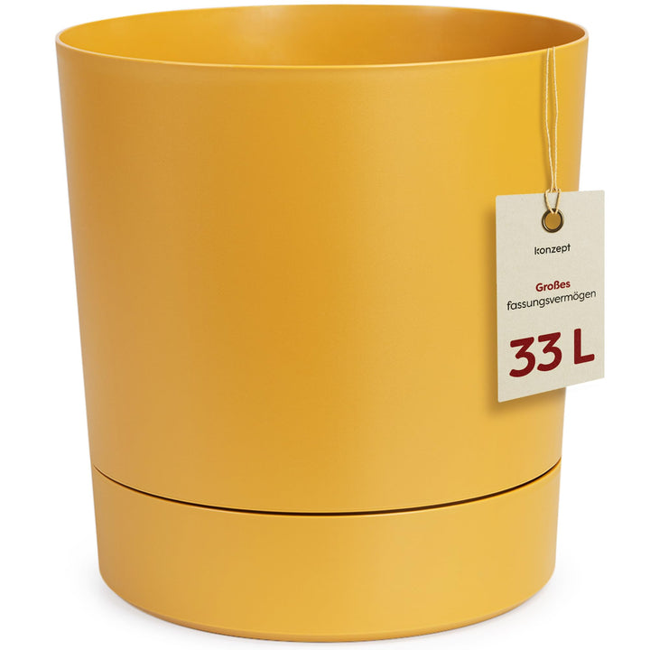 KONZEPT Blumentopf mit Untersetzer 38 cm - grosser Übertopf aus Kunststoff für Zimmerpflanzen, moder