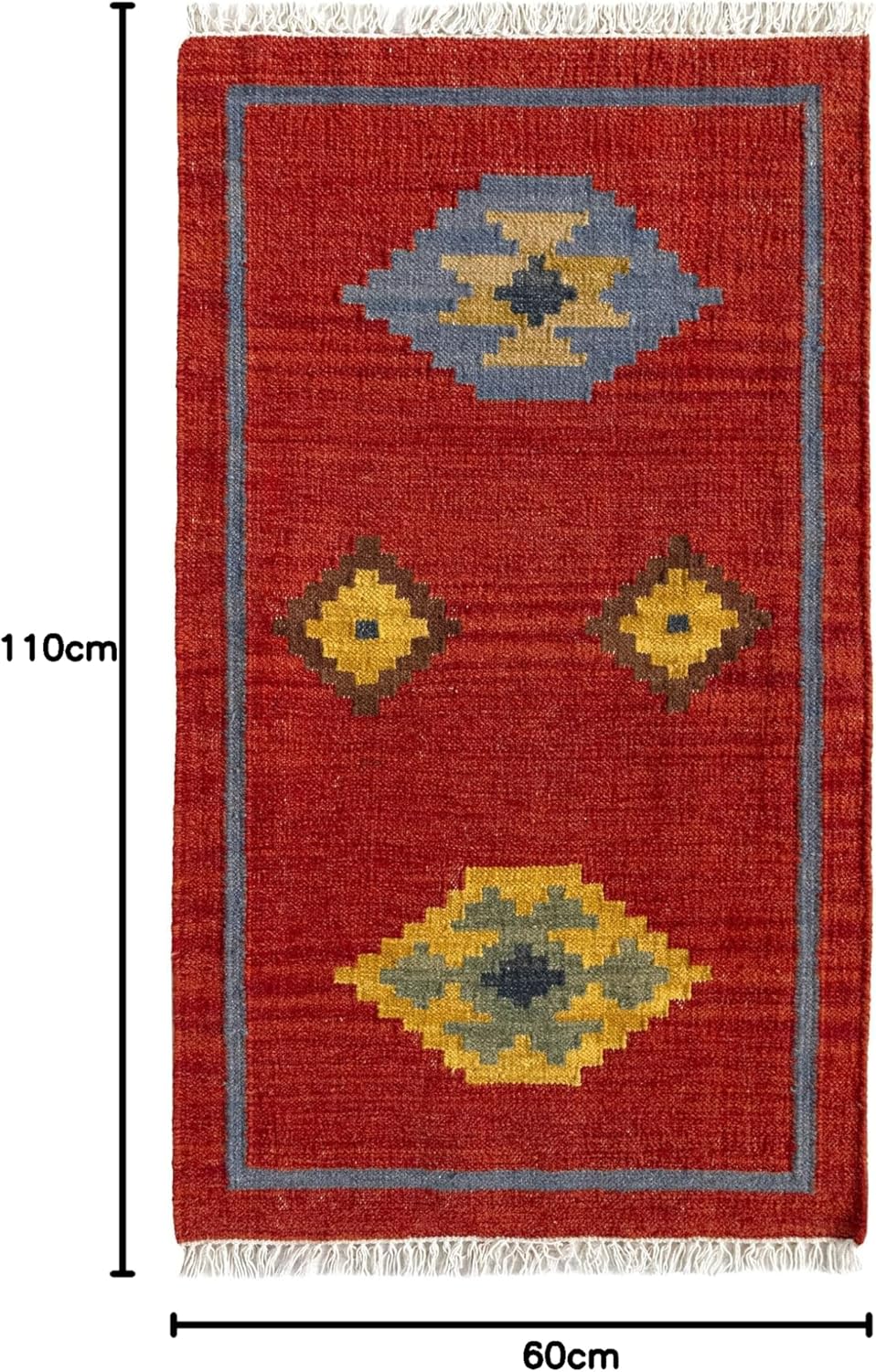 HAMID - Kelim Teppich Lori mit Geometrischem Oriental Design, Kelim Teppich 100% Wolle, Handgeknüpft