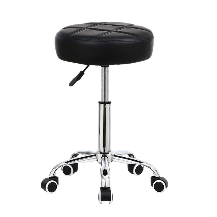 KKTONER Rollhocker Barhocker Arbeitshocker höhenverstellbar 51-67cm drehbar aus Kunstleder Schwarz,