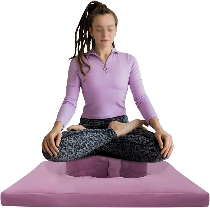 Meditations-Set Meditationskissen Bezug aus Baumwolle Unterlage zur Meditation 80 * 80 * 8cm Helllil